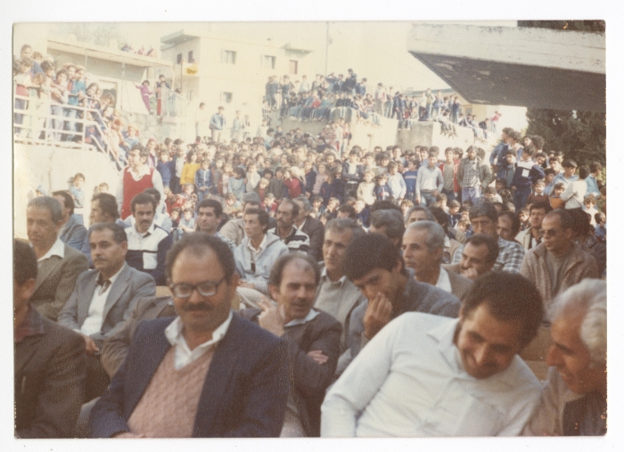 A memorial photo at the graduation ceremony in a school in Arraba