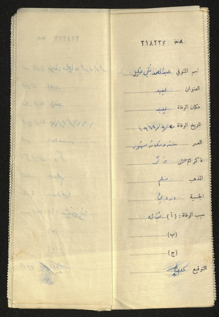 A Register of Deaths, Yaʿbad Town