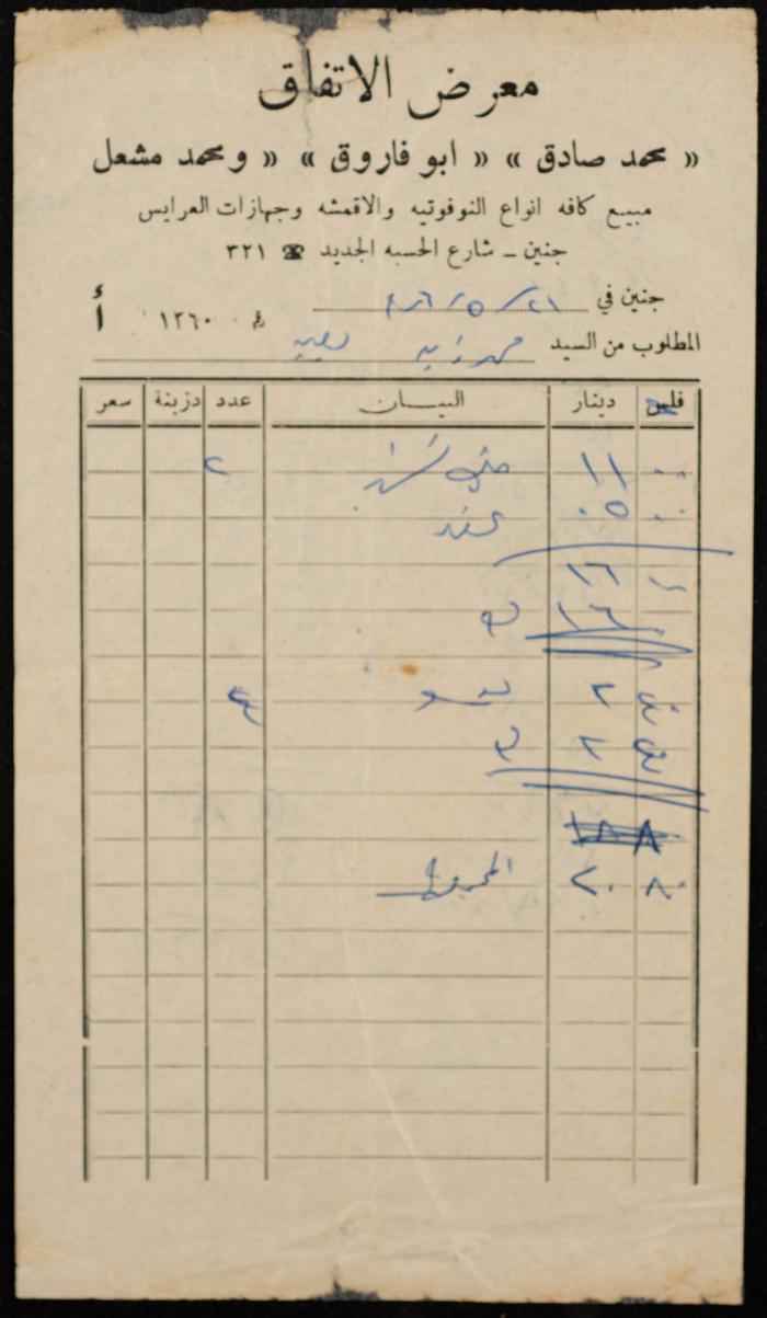 An Invoice Issued by a Fabrics Store	