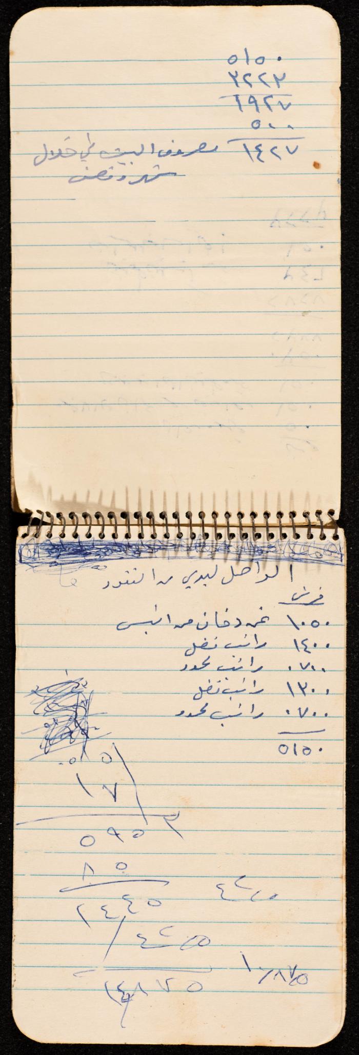 دفتر حسابات لشخص من عائلة زيد الكيلاني