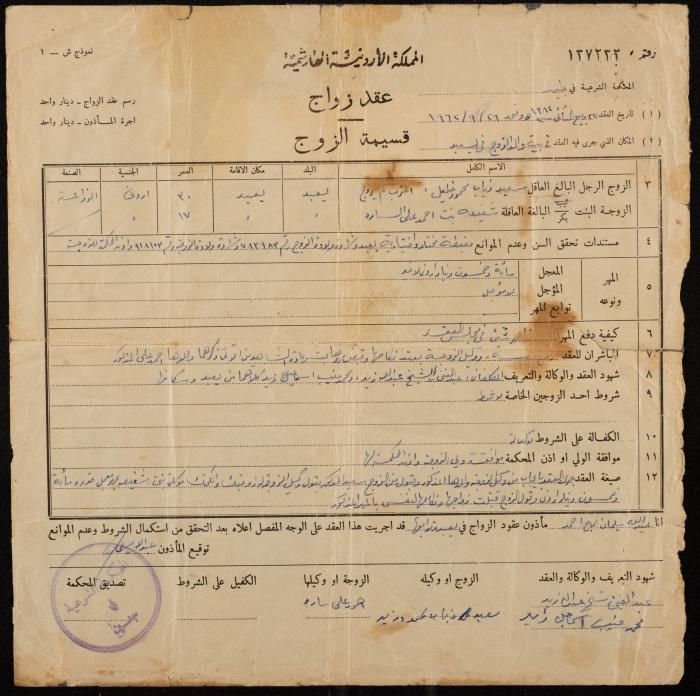 The Marriage Contract of Shafi'a as-Sara and Said Khalil, 26 September 1962