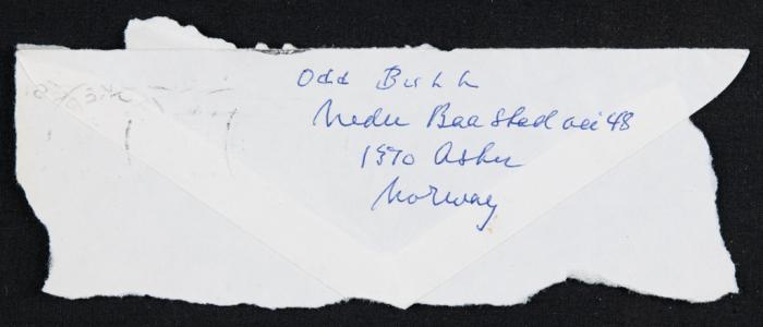 A Paper Clipping of a Letter Envelope of an Address in Norway
