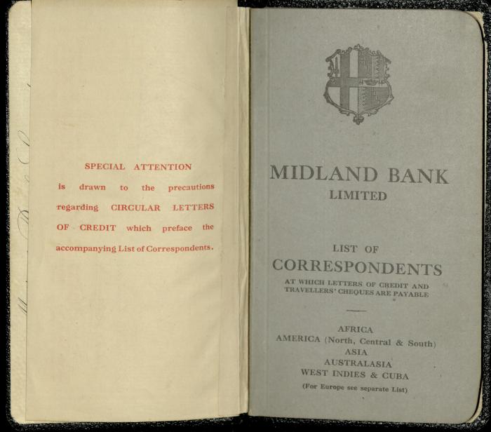 A Booklet by Midland Bank for Musa Alami, 19 October 1946