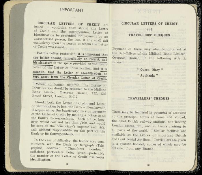 A Booklet by Midland Bank for Musa Alami, 19 October 1946