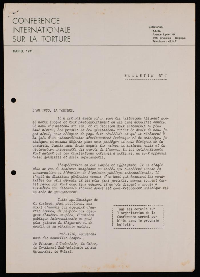 المؤتمر الدولي حول ضحايا التعذيب، 1971
