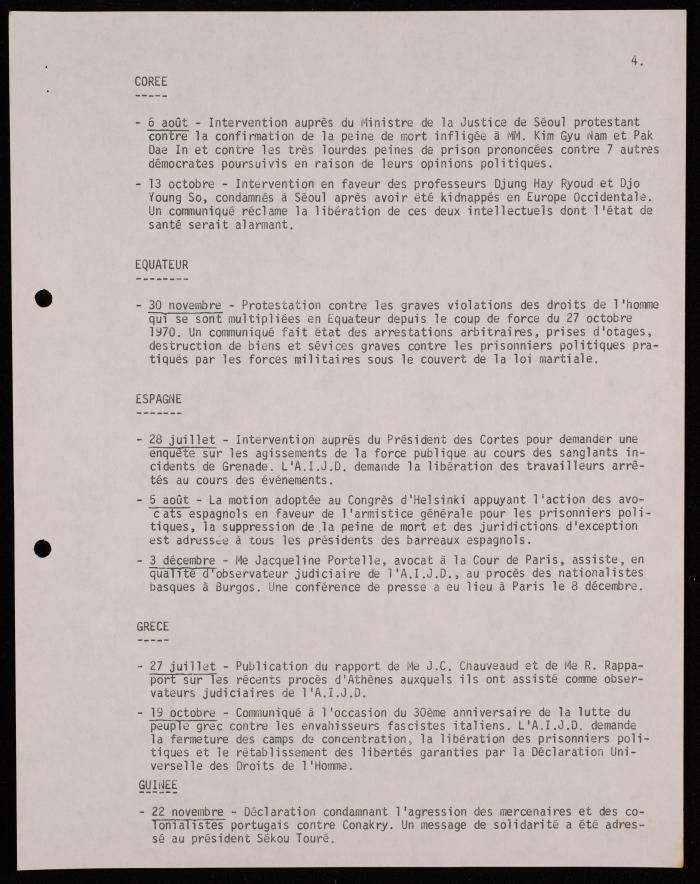 A Telegram by the International Association of Democratic Lawyers, Brussels, 1970