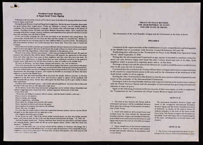 A Copy of the Camp David Accords, 17 September 1978