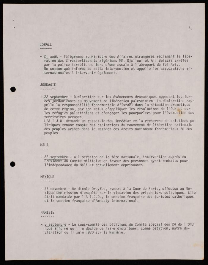 A Telegram by the International Association of Democratic Lawyers, Brussels, 1970