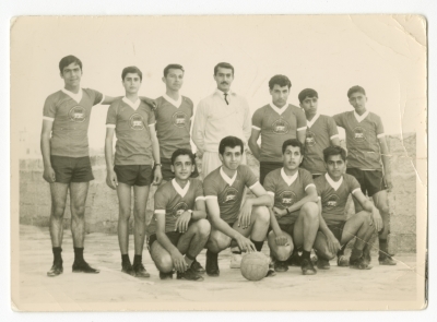Mathematics Teacher ʿabdel-ʿaziz Misk with the Football Team of Ahmad Sameh al-Khalidi School, 1967