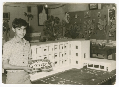 A Student of Abdullah bin al-Hussein School at an Artwork and Art Education Exhibition 