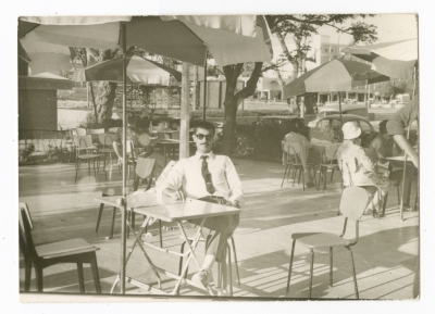 ʿabdel-ʿaziz Musk Seated at a Café During a Teachers