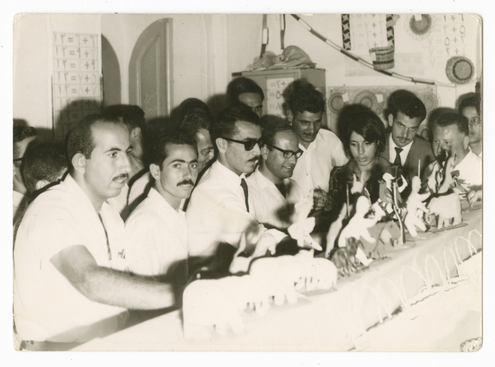 ʿabdel-ʿaziz Misk and the Education Inspector Salman Falah with a Group of Teachers at the Art Education Course