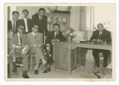 Director of Education in Amman with the Principal of al-Ahnaf bin Qais School, Mr Ghazi Saʿdeya and Some Faculty Members Including ʿabdel-ʿaziz Misk