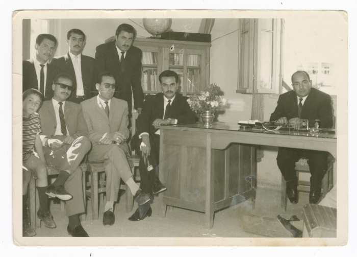 Director of Education in Amman with the Principal of al-Ahnaf bin Qais School, Mr Ghazi Saʿdeya and Some Faculty Members Including ʿabdel-ʿaziz Misk
