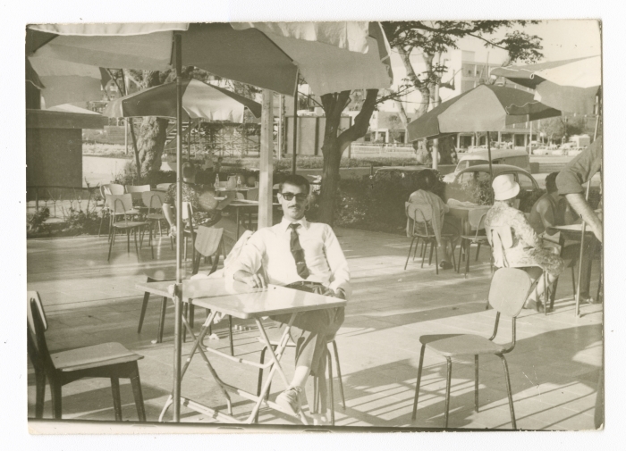 ʿabdel-ʿaziz Musk Seated at a Café During a Teachers' Trip to Nahariya