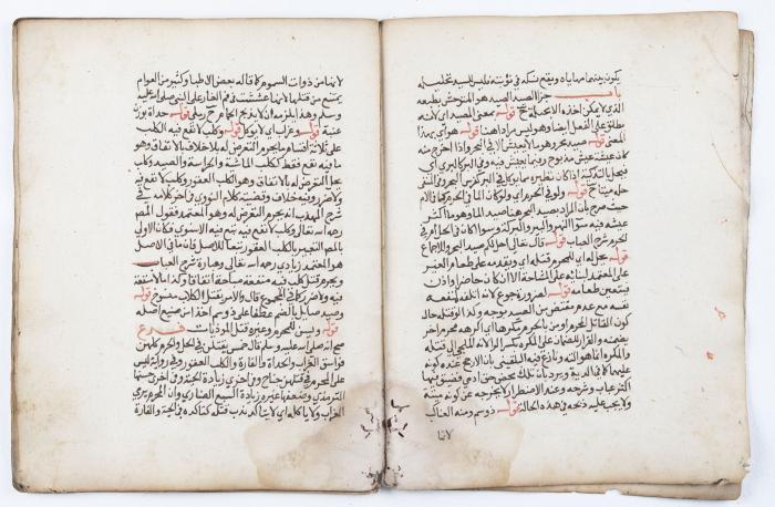 جزء من مخطوطة تتضمن شرحاً لمسألة الأضحية والذبح في الدين الإسلامي 