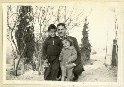 Mohammad Jadallah with His Children Nada and Arif, Sur Baher-Jerusalem, 1952 