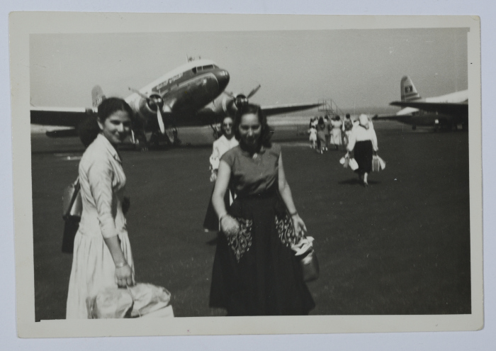 Two Girls at Cairo Airport, 1956