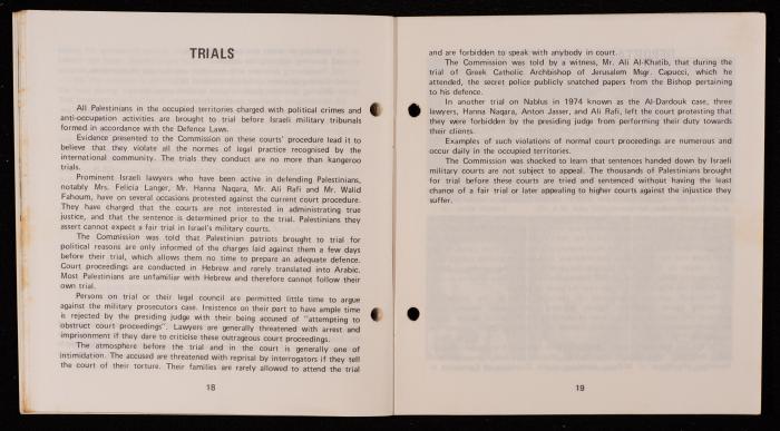 Israeli Violation of Human Rights in the Occupied Arab Territories, 1975