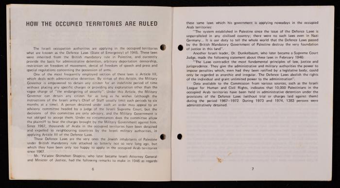 Israeli Violation of Human Rights in the Occupied Arab Territories, 1975