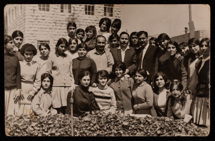  Fadeyyeh Darabe with Classmates and Teachers at School, Hebron, 1970 