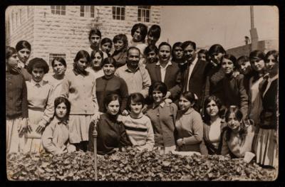  Fadeyyeh Darabe with Classmates and Teachers at School, Hebron, 1970 