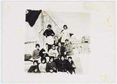 Victoria Khamis with the al-Maznieh School Students in Egypt, 1970