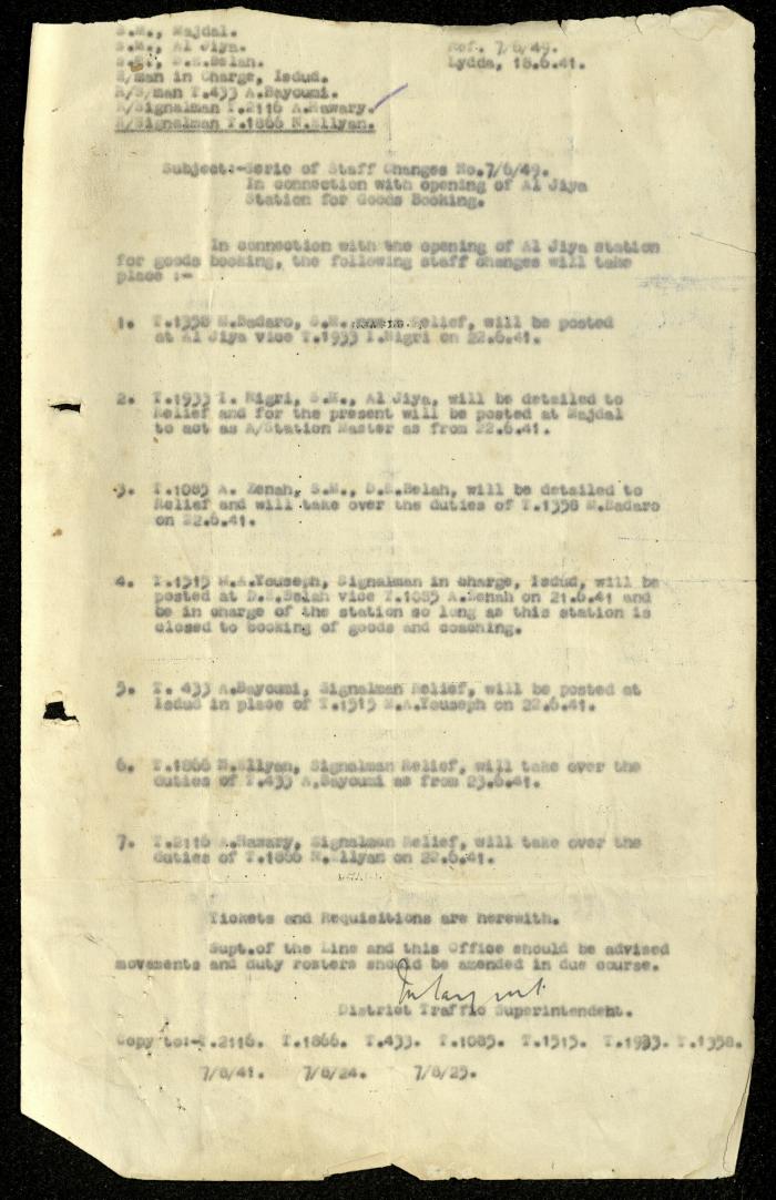 A Letter from the District Traffic Superintendent's Office, 7 June 1940