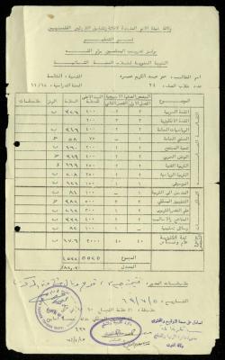 شهادة لعمر عميرة صادرة عن مركز تدريب المعلمين، 5 تموز 1969