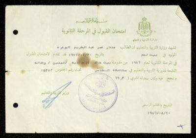 A Certificate for Monther Wa