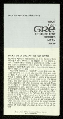 Graduate Record Examination Pamphlet, 1979-80