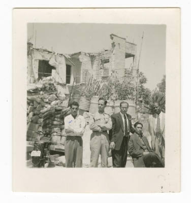 A captain in the Jordanian army with his colleagues at the Mandelbaum Gate