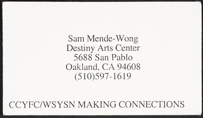 A Business Card for Sam Mende-Wang 