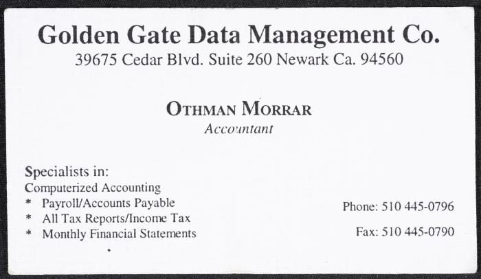 A Business Card for Othman Morrar