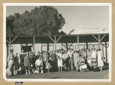 Tourists near the Mandelbaum Gate