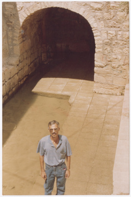 A man in an archeological area