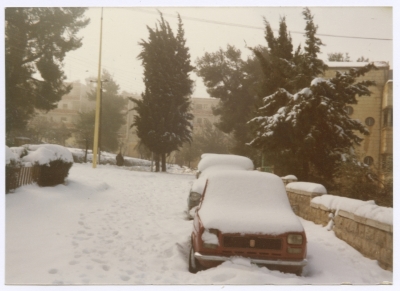 Ramallah during a blizzard in 1980