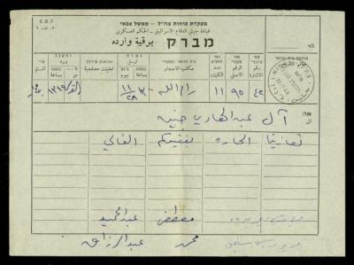 برقية تعزية من مصطفى عبد الحميد ومحمد عبد الرزاق إلى آل عبد الهادي، 28 تشرين الثاني 1968