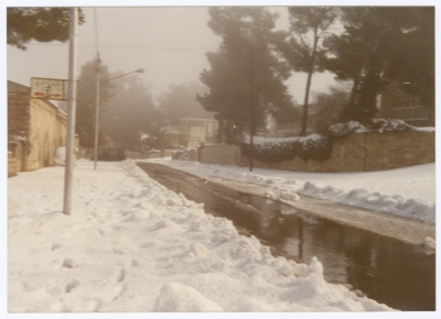 Ramallah during a blizzard in 1980