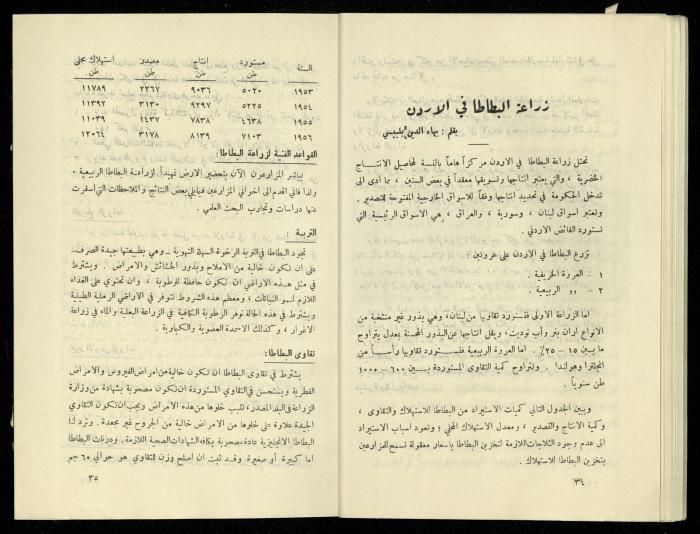 العدد الخامس من مجلة الزراعة الأردنية، شباط 1958