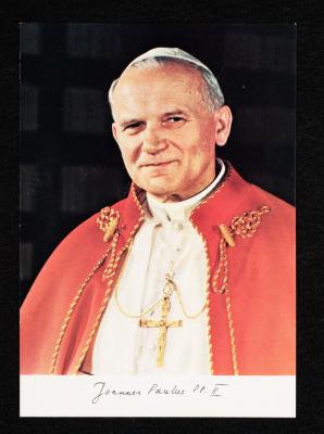 A Card Holding a Portrait of Pope John Paul II 
