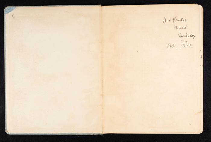 Anwar Nusseibeh's Notebook, Cambridge, October 1933