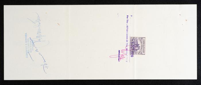 A Bill of Exchange, Issued by the British Bank of the Middle East, 3 September 1959 