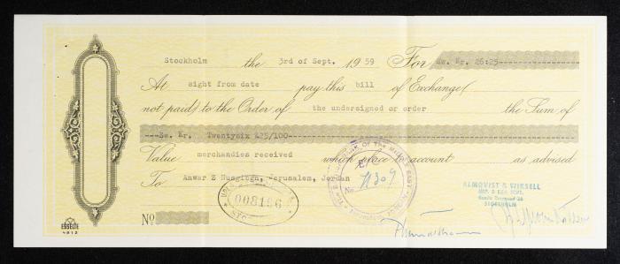 A Bill of Exchange, Issued by the British Bank of the Middle East, 3 September 1959 