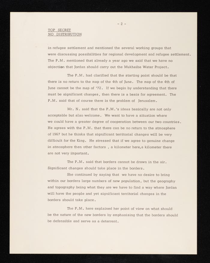 An Official Letter From the Office of the Israeli Prime Minister to Anwar Nusseibeh, Jerusalem, 30 January 1972 