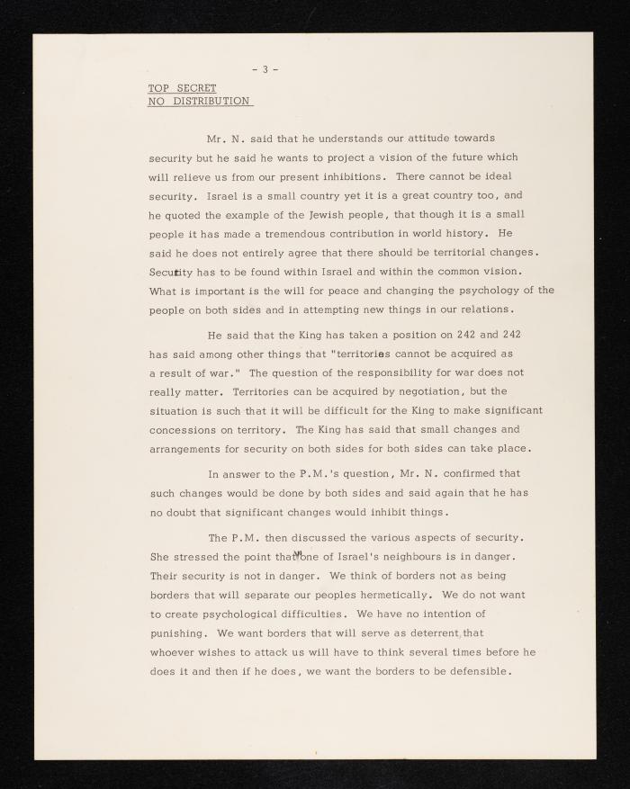 An Official Letter From the Office of the Israeli Prime Minister to Anwar Nusseibeh, Jerusalem, 30 January 1972 