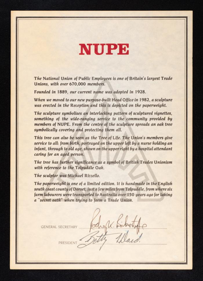 A Brief on the National Union of Public Employees in the United Kingdom 