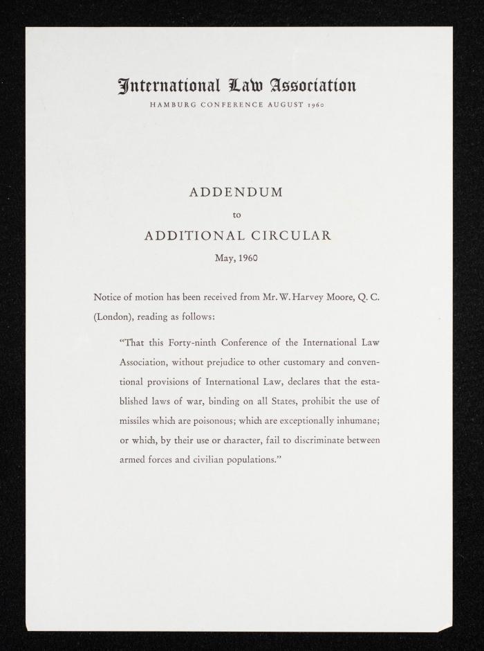 An Invitation from the International Law Association to Anwar Nseibeh, August 1960 
