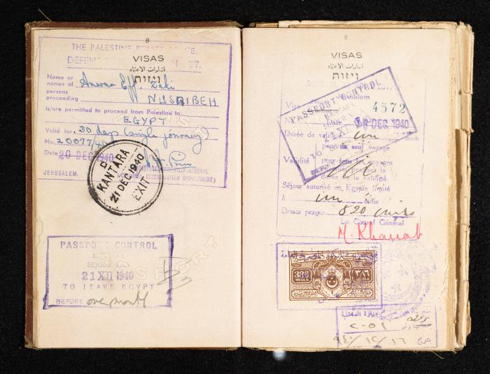 Anwar Nusseibeh's Passport, the Mandate Government of Palestine, 2 November 1940