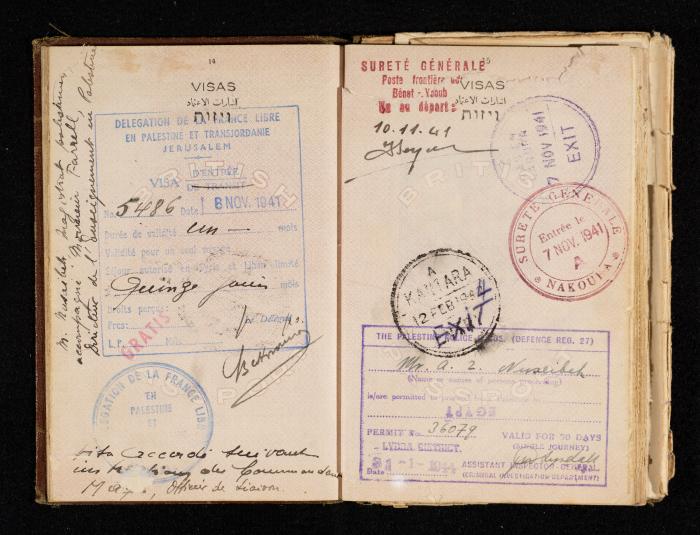 Anwar Nusseibeh's Passport, the Mandate Government of Palestine, 2 November 1940